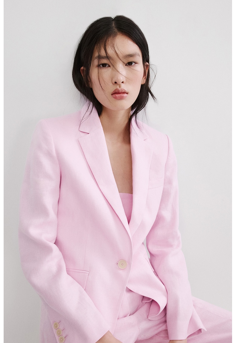 Sacou de in cu buzunare cu clapa - Roz pastel