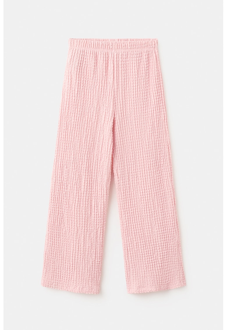 Pantaloni lejeri texturati - Roz pastel