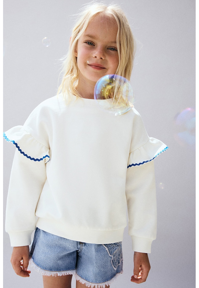 Bluza de trening cu detaliu cu volane - Alb/Albastru