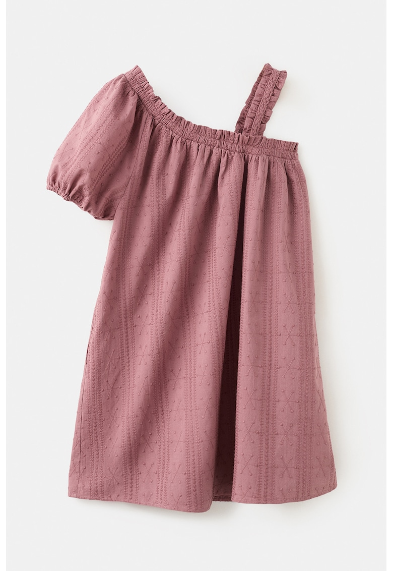 Rochie scurta cu broderie - Roz prafuit