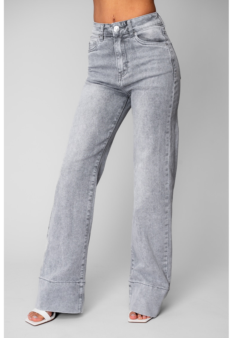 Blugi elastici largi din denim Light Grey 20618 - Gri