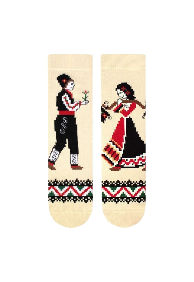 Sosete din bumbac Arty Socks cu Flacau si Fata - 43-46 EU - Ecru