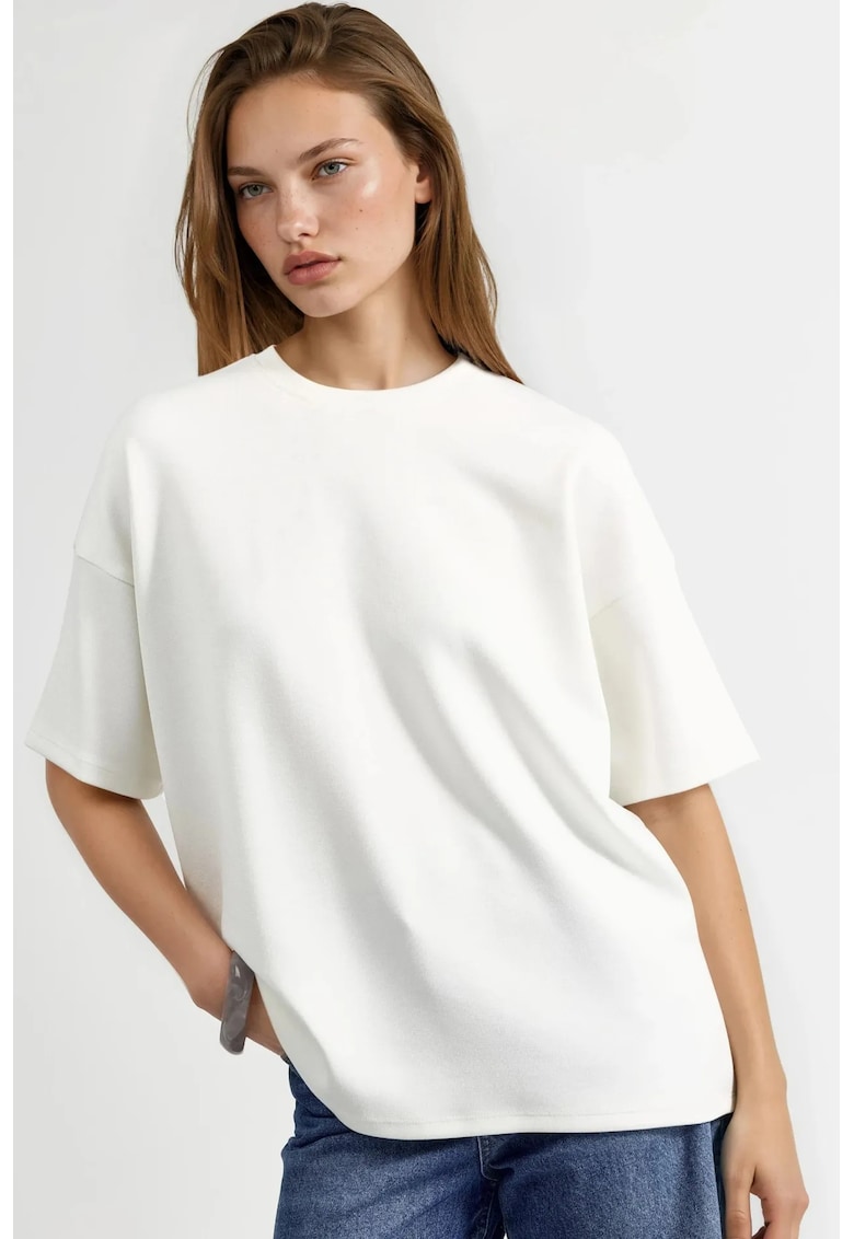 Tricou dama - jerseu - supradimensionat - alb