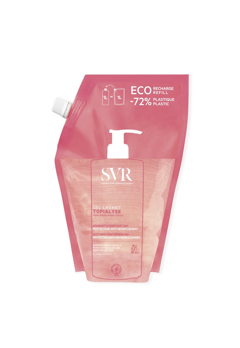 Gel de dus Topialyse pentru piele sensibila si uscata - 1000 ml - Refill