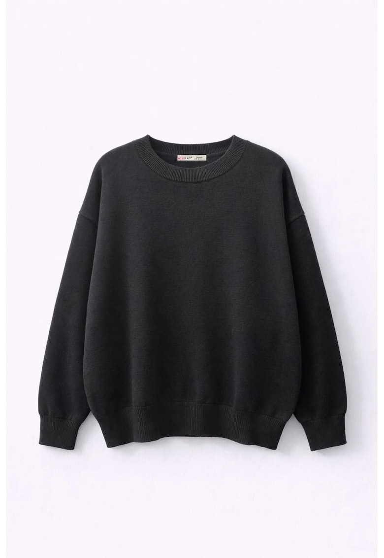 Pulover dama - pulover tricotat supradimensionat - negru - 100% poliester - One Size