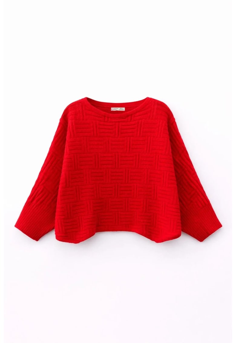 Pulover dama - oversized - texturat - rosu - One Size