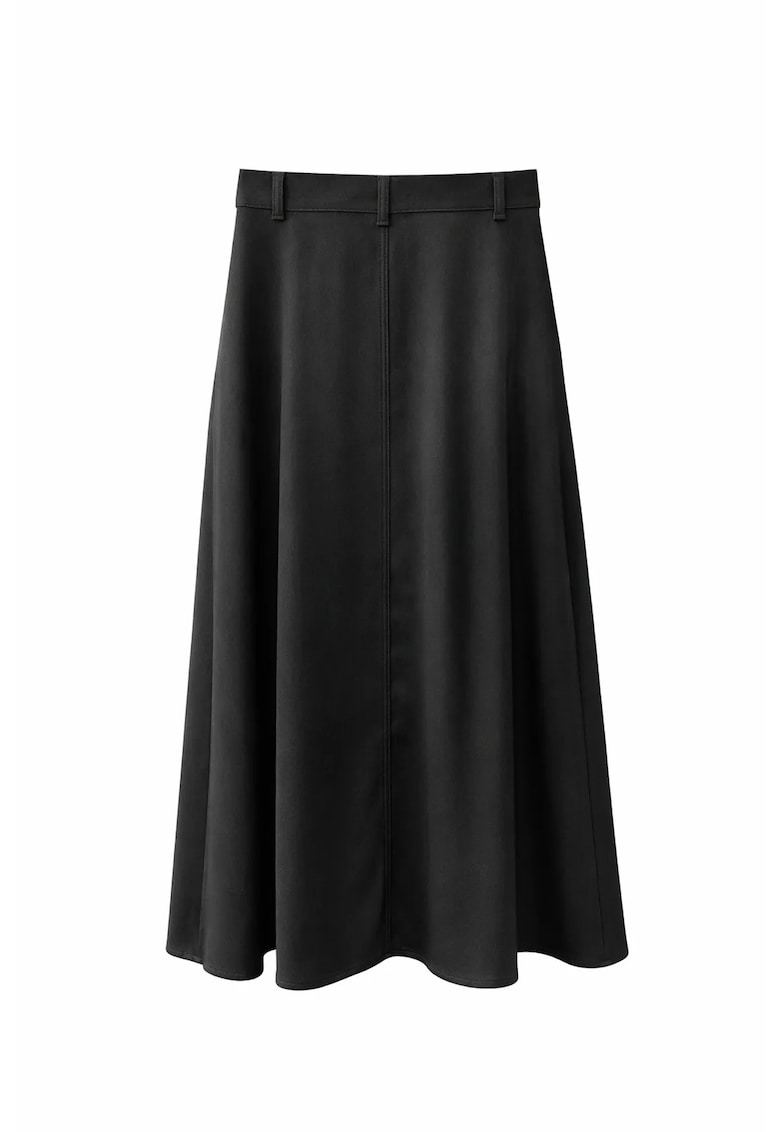Fusta midi - talie inalta - croiala in A - neagra