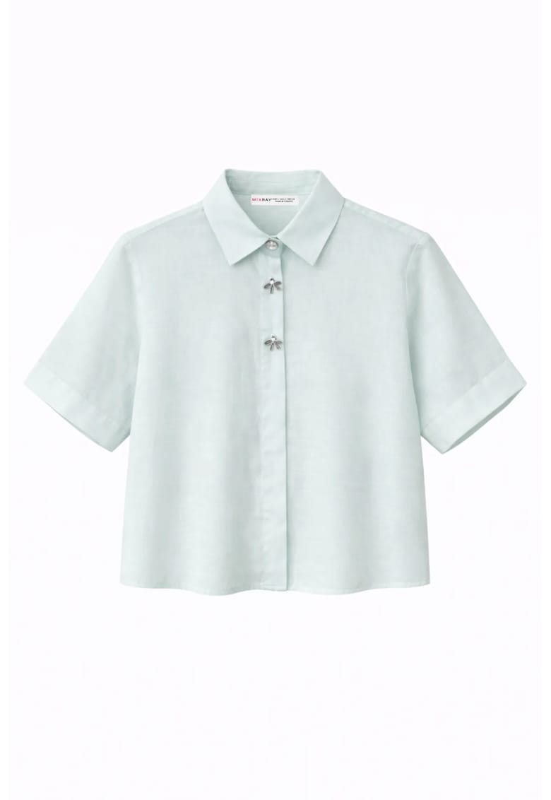 Camasi dama - camasa scurta cu maneca scurta - albastru deschis - textil