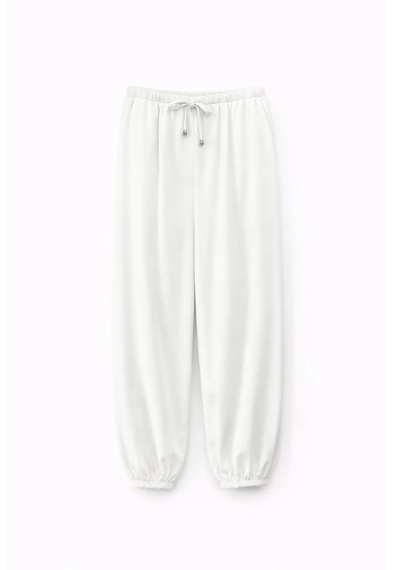 Pantaloni dama - lungi - alb - textil