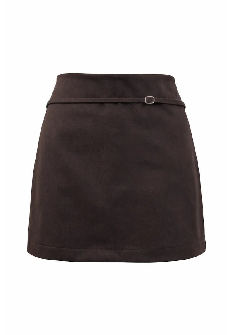 Fusta mini - A-line - talie inalta - maro cafea
