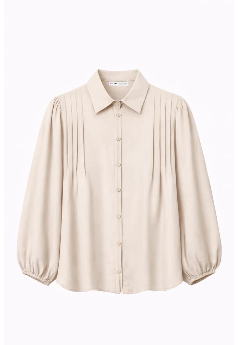 Camasa dama - texturata - culoare bej - material textil