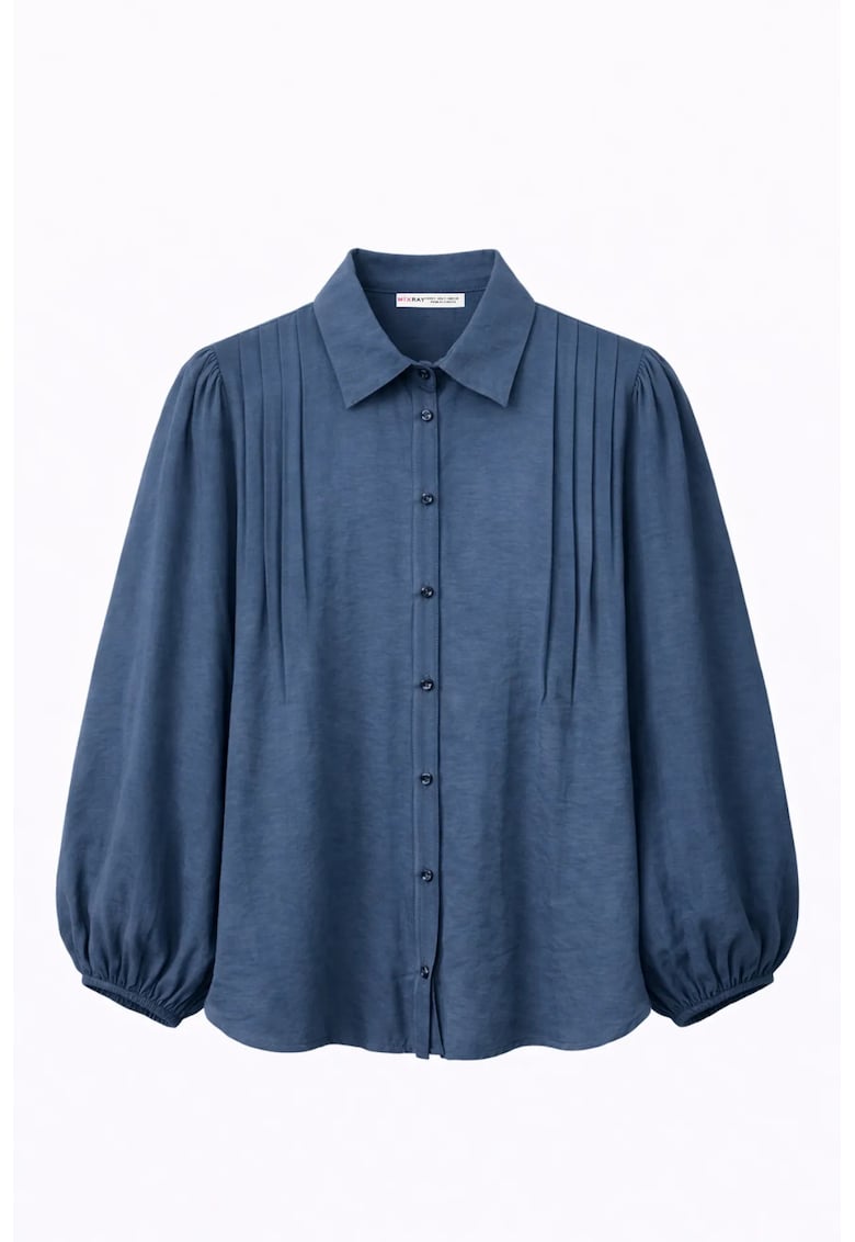 Camasa dama - texturata cu nasturi - bleumarin - textil