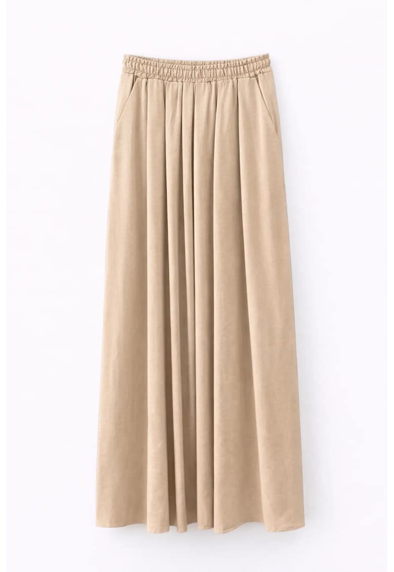 Fusta maxi talie inalta - bej - modal - poliester
