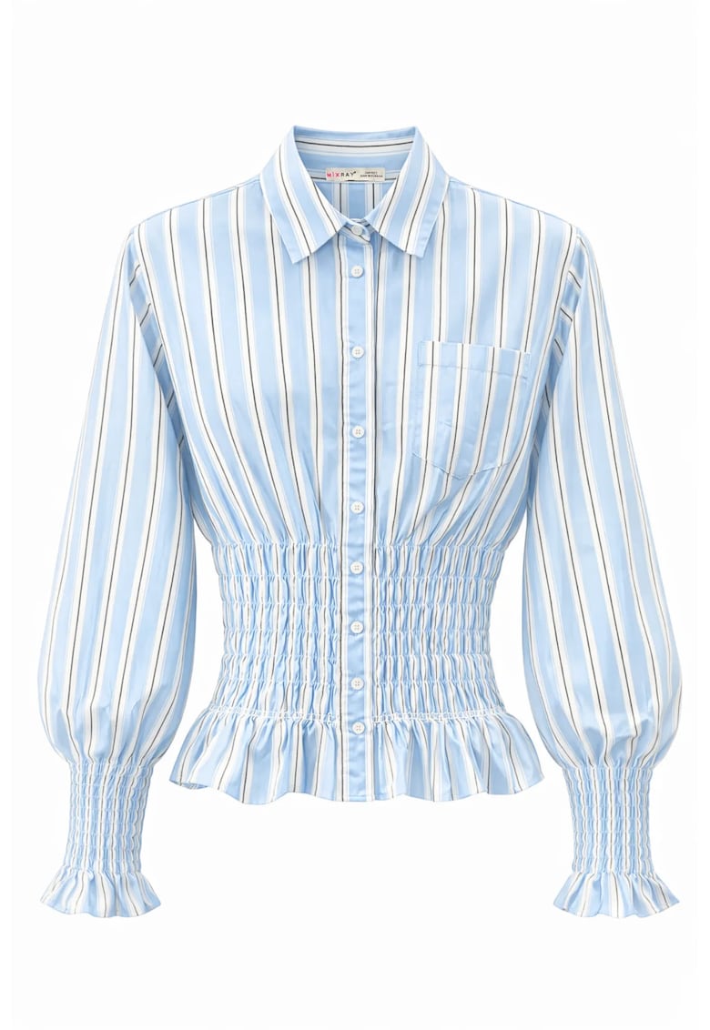 Camasi dama - camasa cu nasturi - elastic - albastru - textil