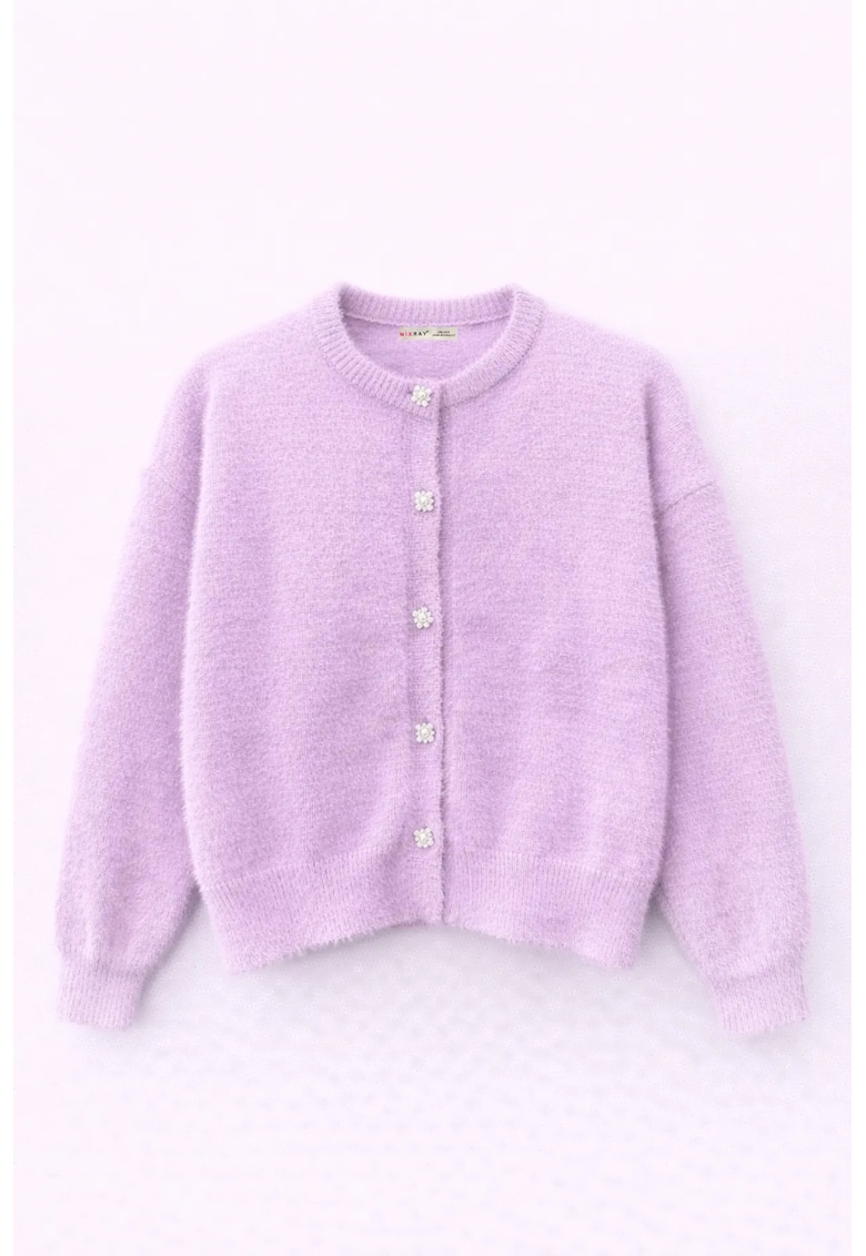 Cardigan Femei - Texturat Supradimensionat - Poliester - Violet