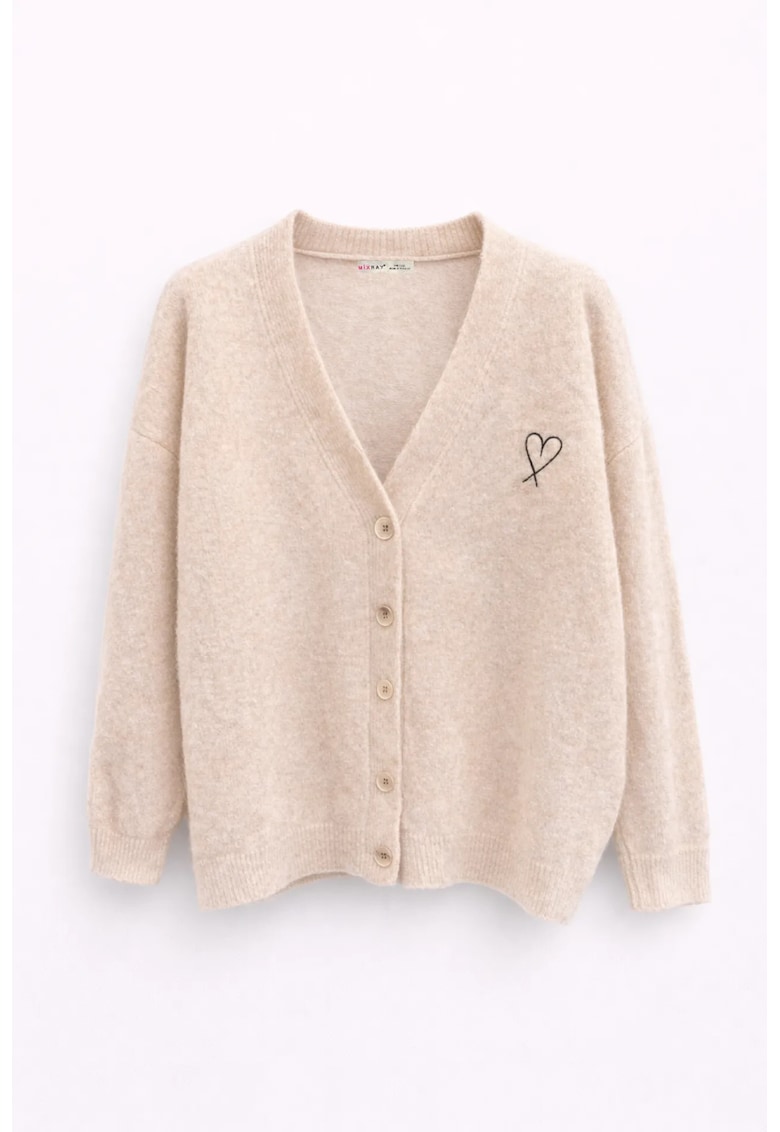 Cardigan tricotat supradimensionat - bej - One Size