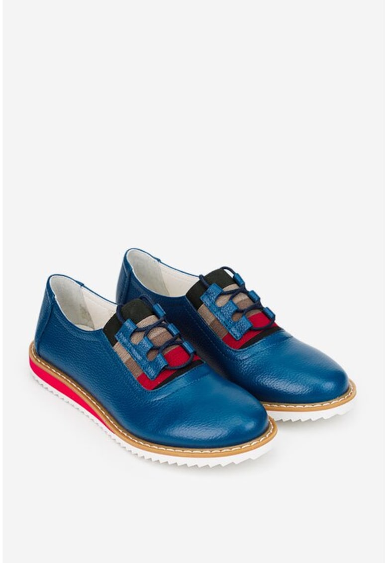 Pantofi dama bleumarin din piele texturata