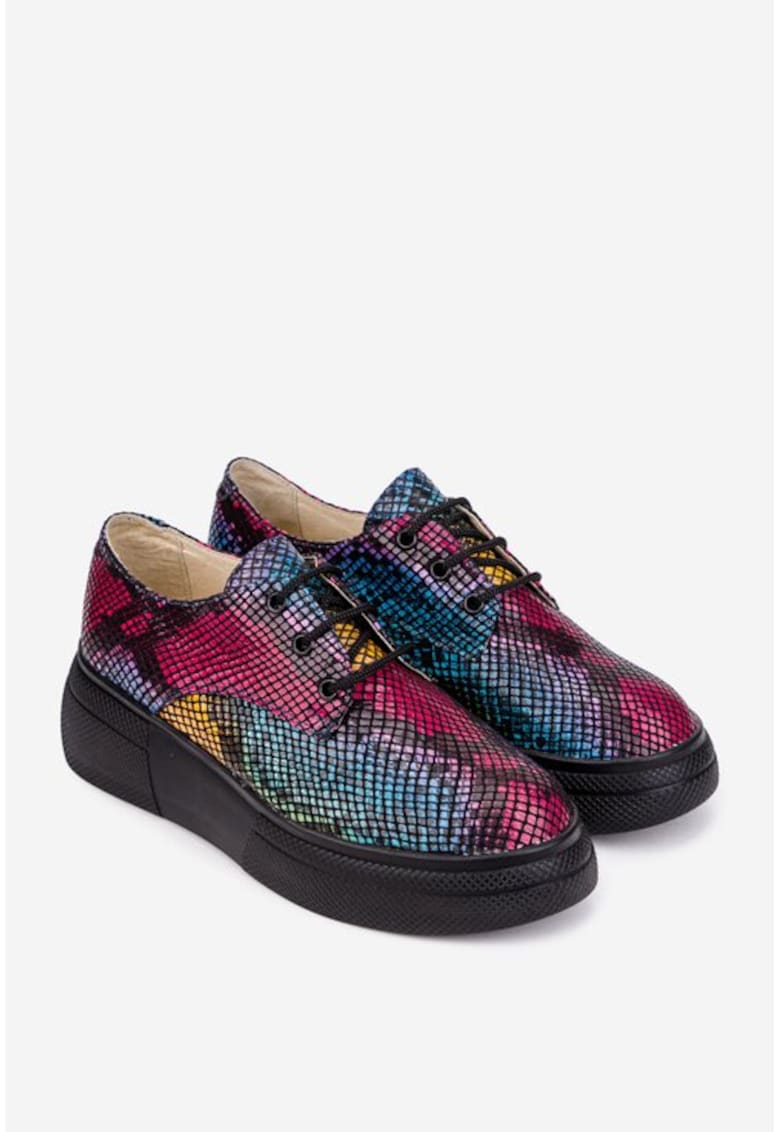 Pantofi dama din piele naturala multicolora