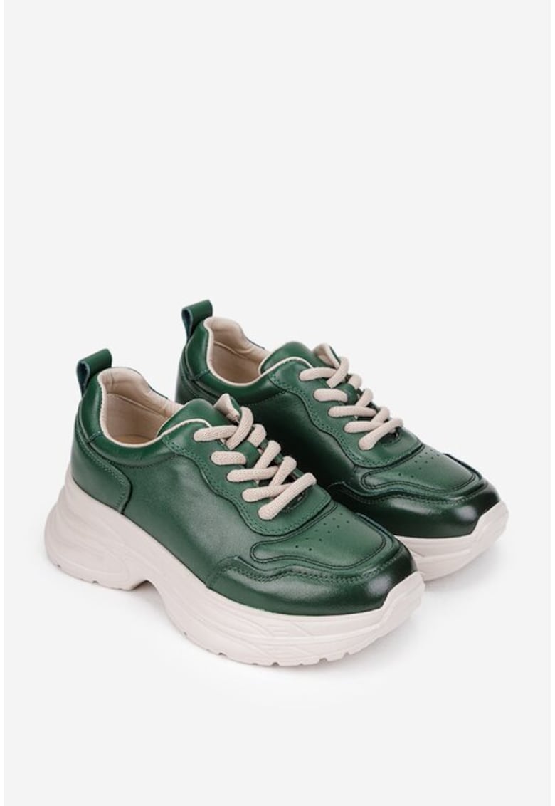 Pantofi dama verzi din piele naturala - 198754 - Verde
