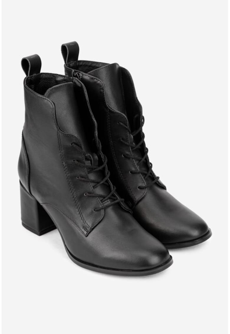 Botine negre din piele naturala - model pentru femei - Negru