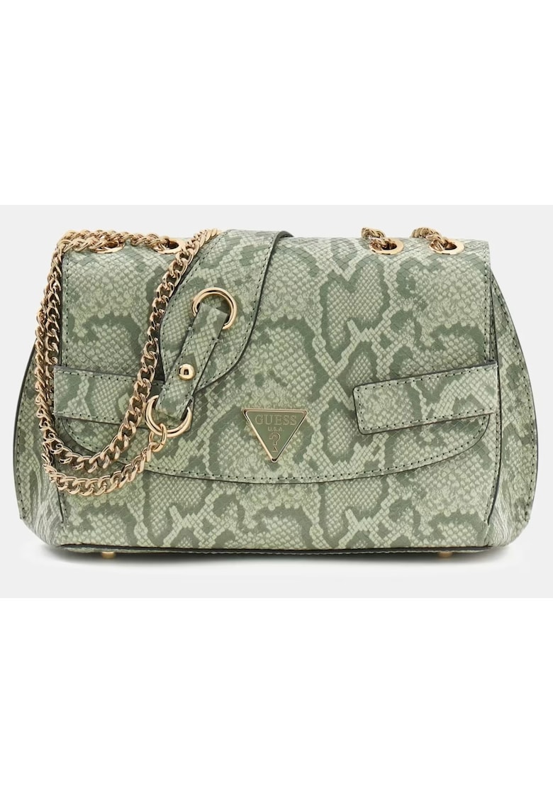 Geanta dama Serenova HWKG8091210-LSL - geanta de umar si crossbody - piele ecologica - verde - model snake - lant auriu