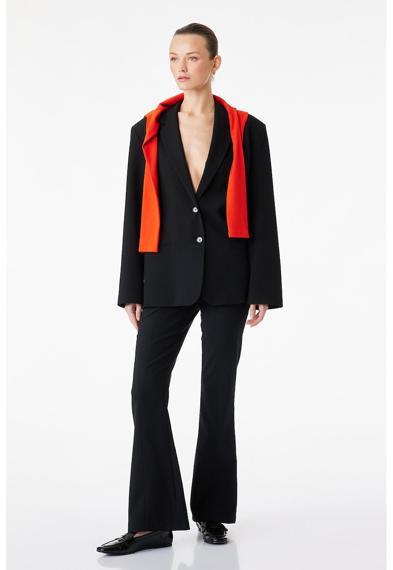 Pantaloni slim fit evazati - Negru