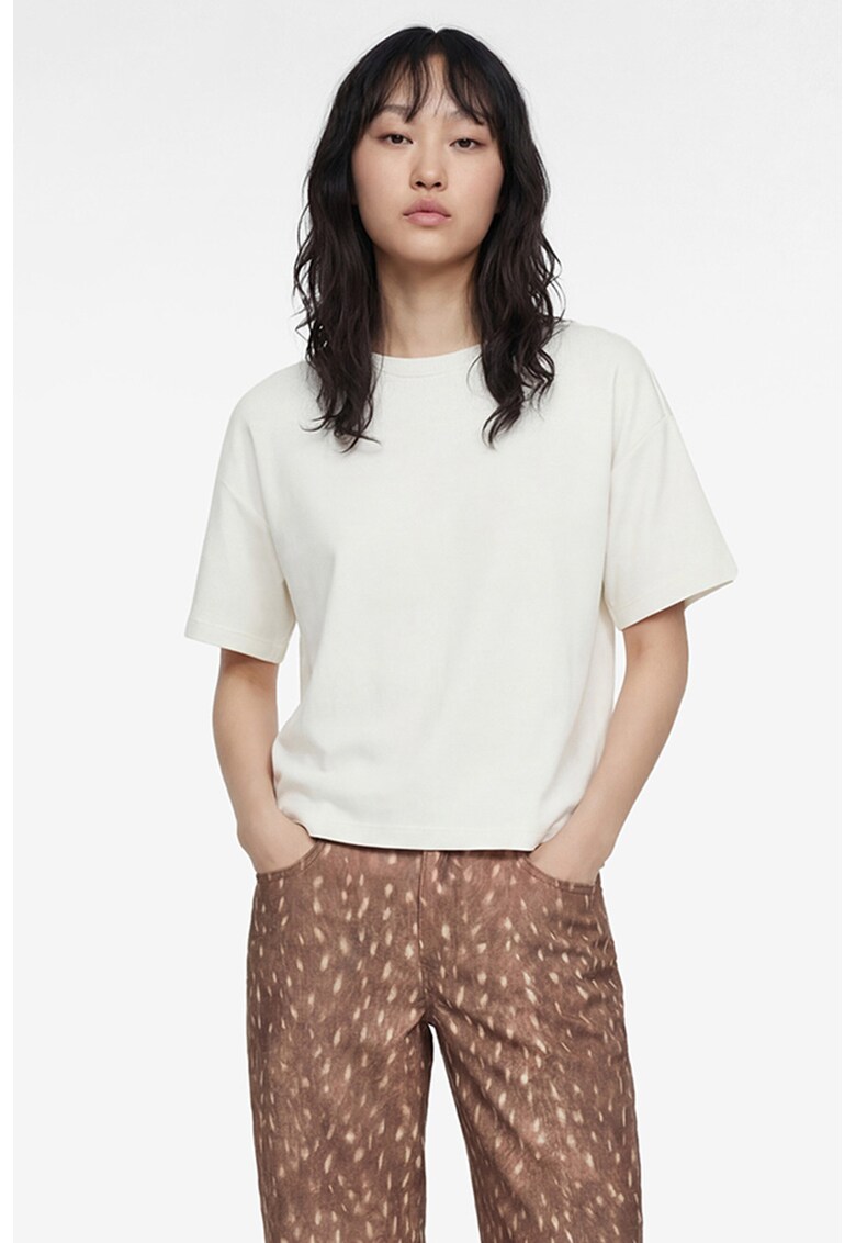 Tricou uni din amestec de modal - Alb murdar