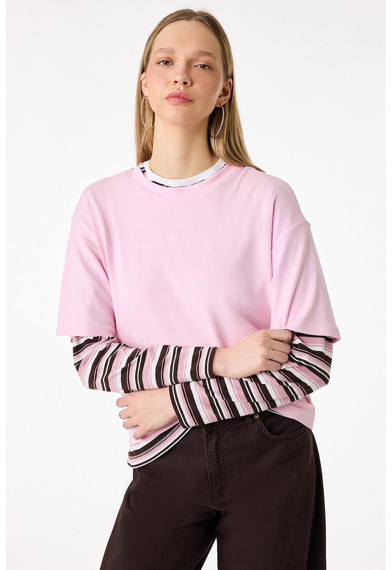Tricou uni din amestec de modal - Roz