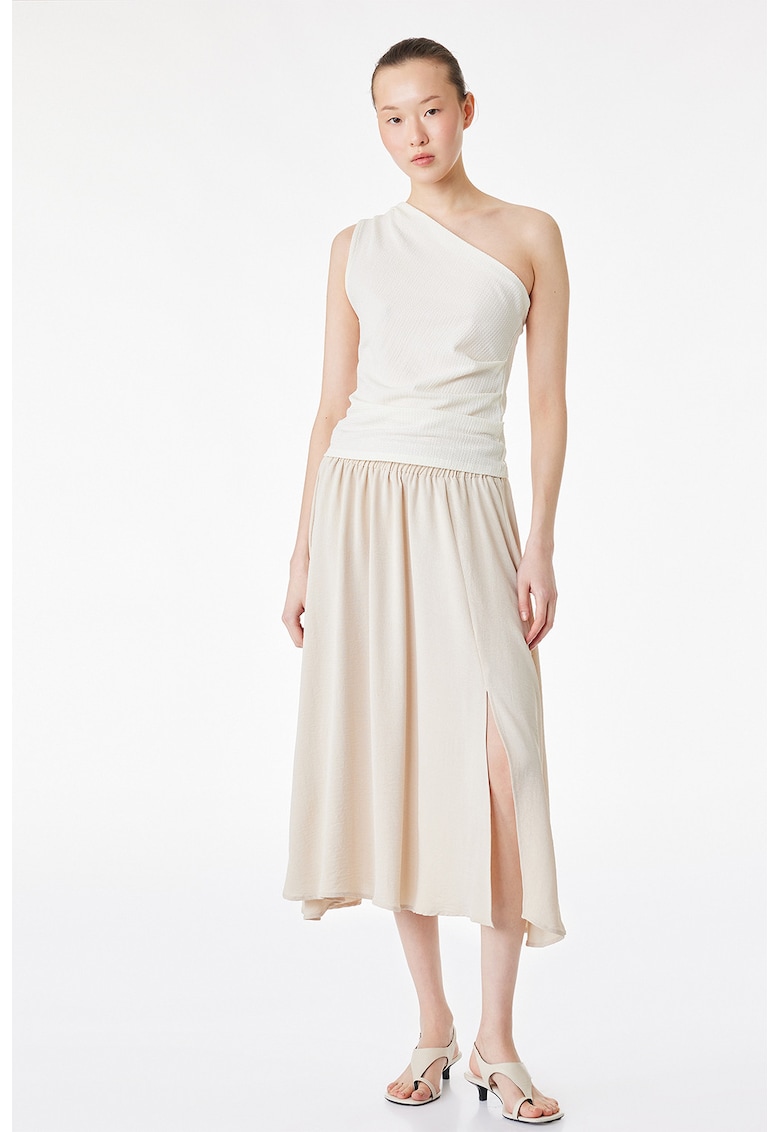 Scurta evazata cu slit lateral - Alb fildes