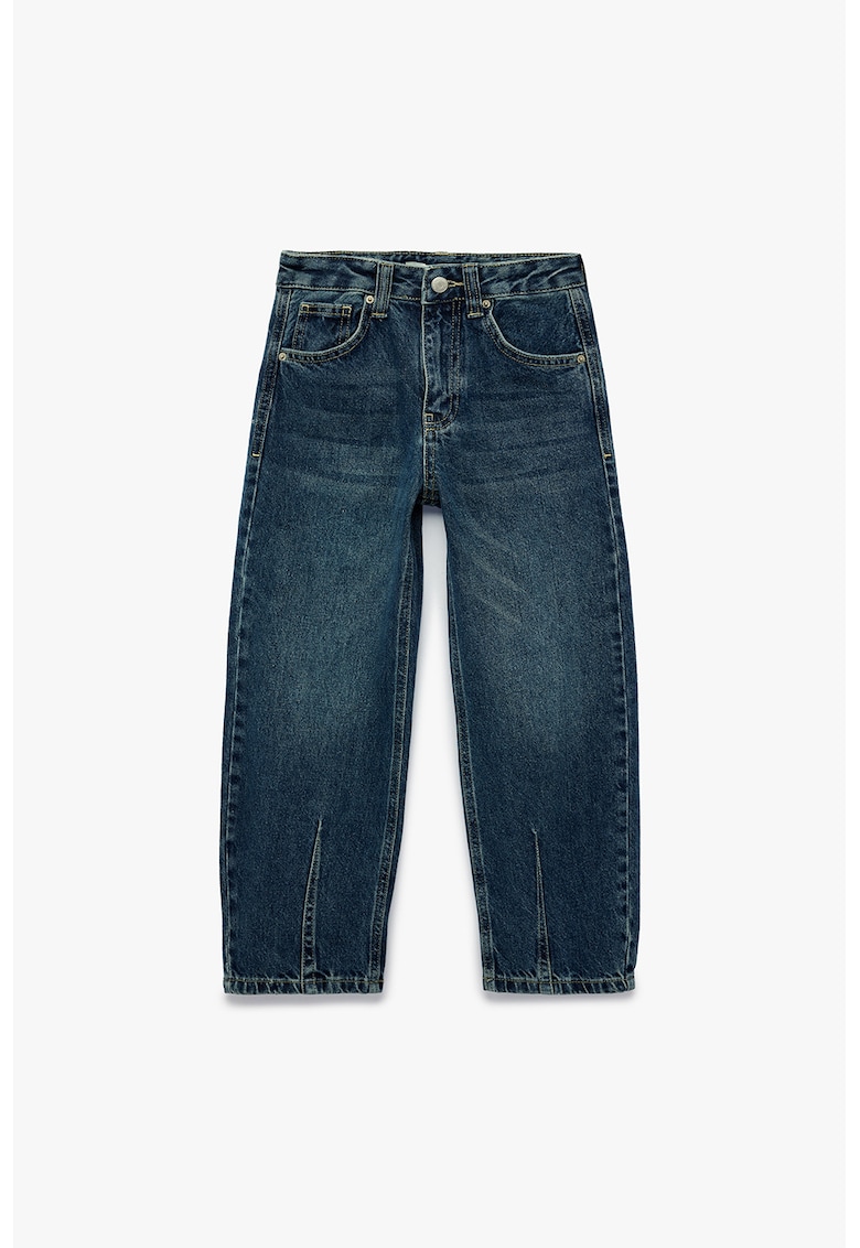 Blugi relaxed-fit cu talie elastica ajustabila - Albastru indigo