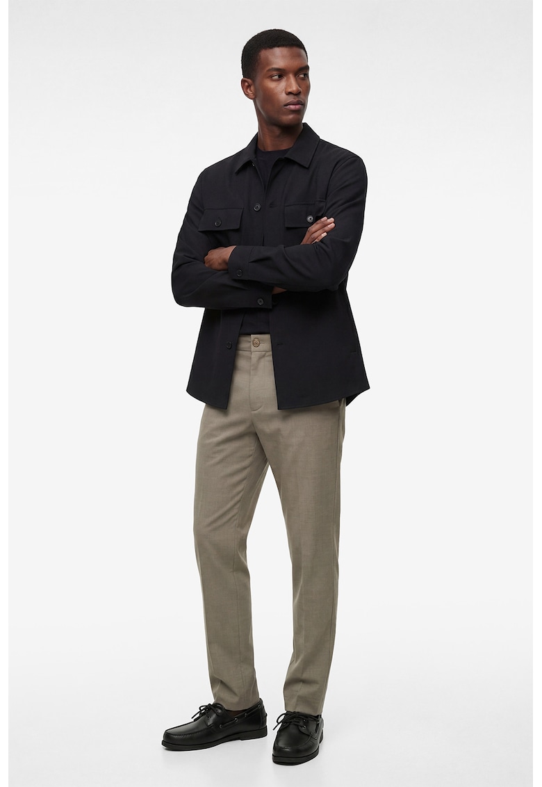 Pantaloni chino cu model uni - Maro taupe