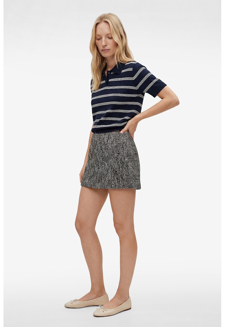 Fusta mini cu model herringbone - Negru/Alb murdar