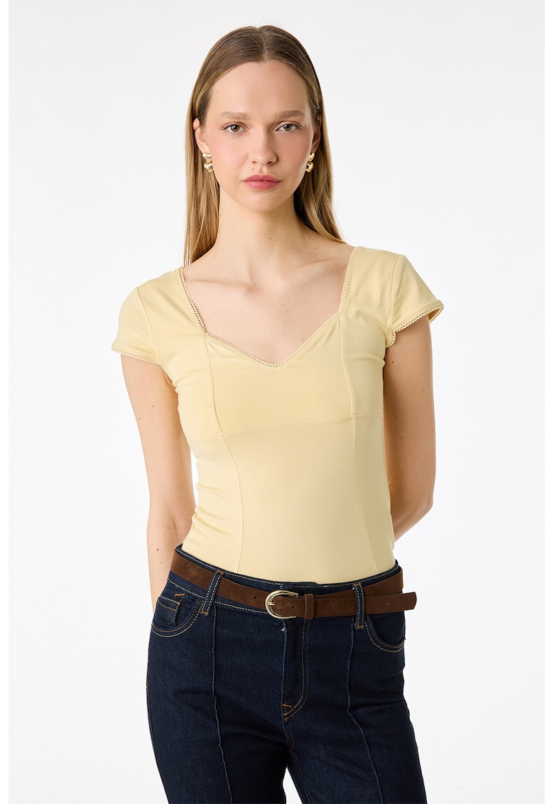 Tricou slim fit - Galben pal