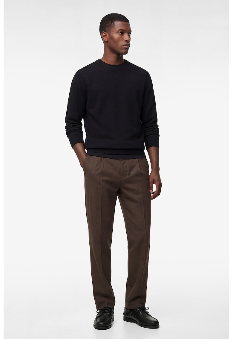 Pantaloni chino relaxed fit cu pliuri - Maro
