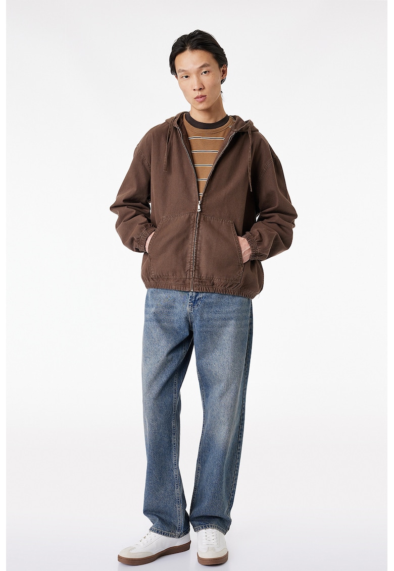 Blugi relaxed fit cu aspect decolorat - Albastru petrol