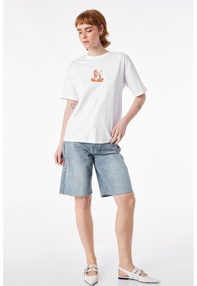 Tricou din bumbac cu imprimeu - Alb