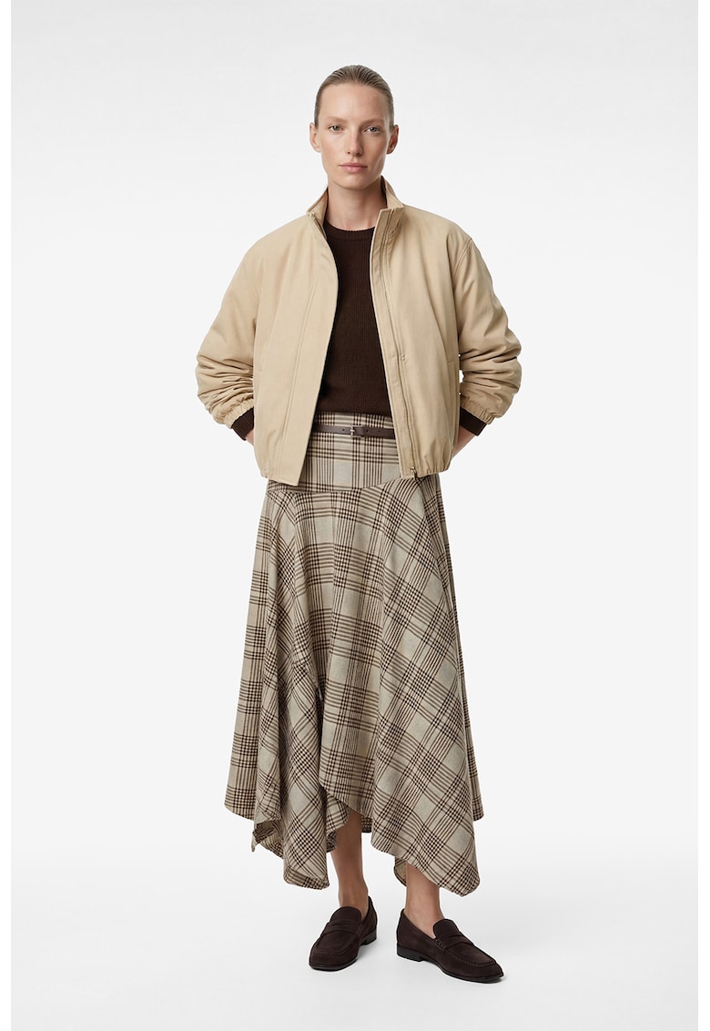 Fusta asimetrica cu o curea in talie - Negru/Bej