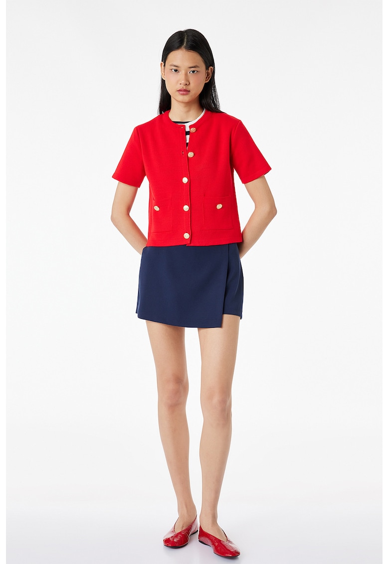 Cardigan cu nasturi si buzunare - Rosu