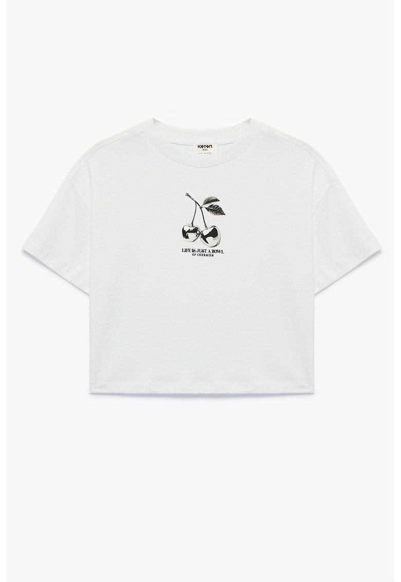 Tricou din bumbac cu imprimeu - Alb/Argintiu