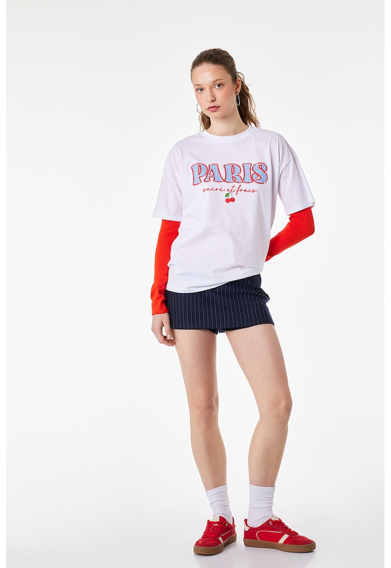 Tricou lejer cu imprimeu - Alb