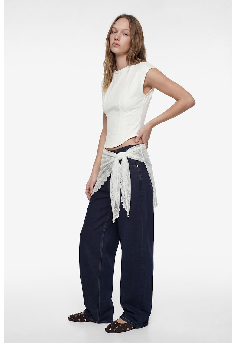Top crop slim fit - Alb