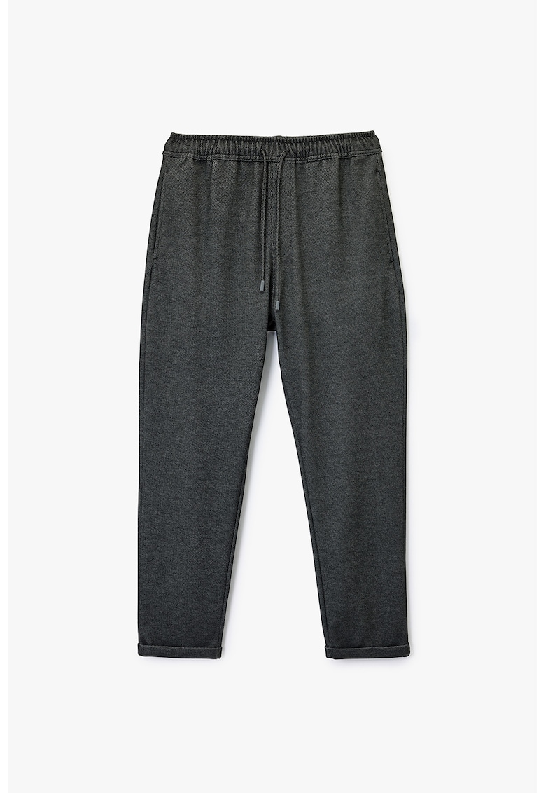 Pantaloni texturati de trening cu buzunare laterale - Gri antracit
