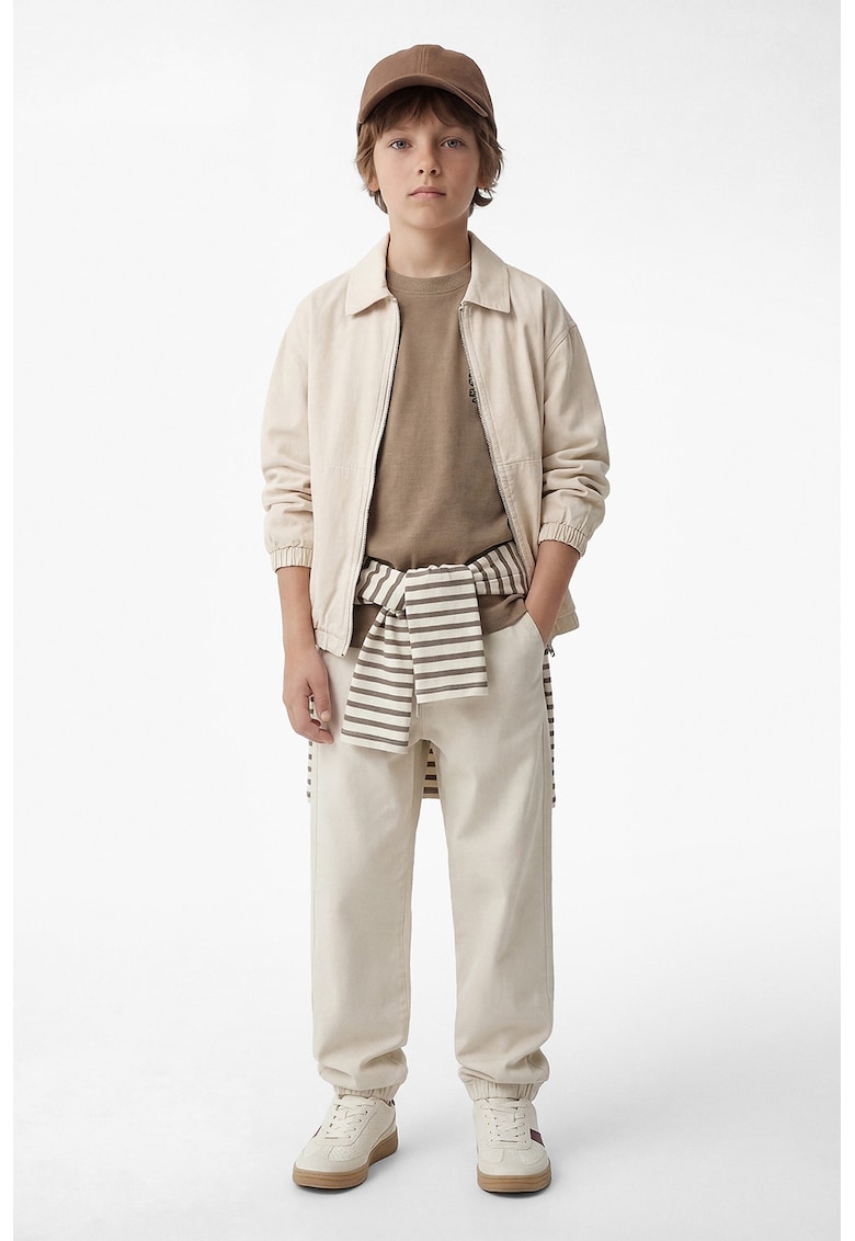 Pantaloni uni cu snur - Gri deschis