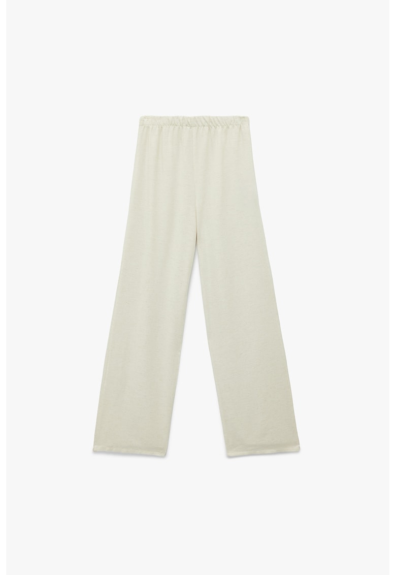 Pantaloni cu croiala ampla si model petrecut - Crem