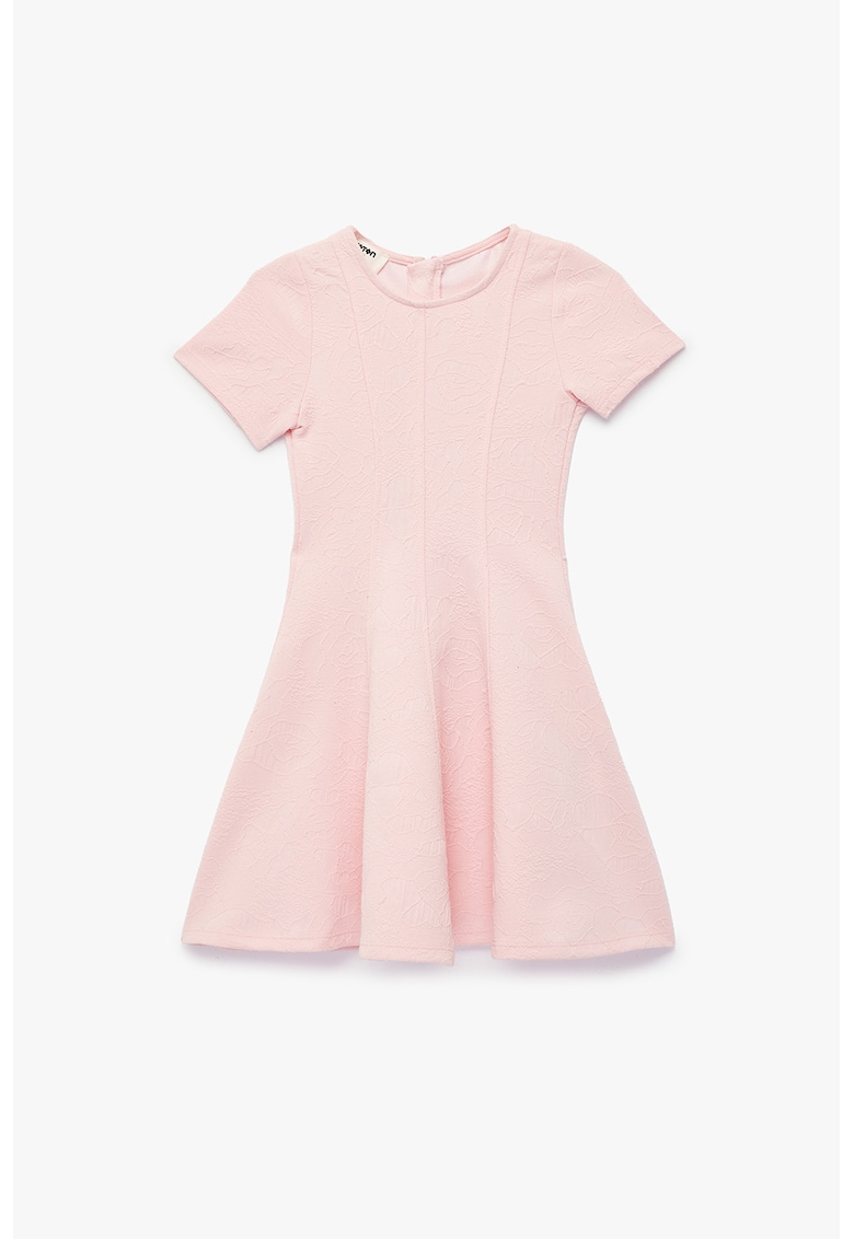 Rochie evazata cu maneci scurte - Roz deschis