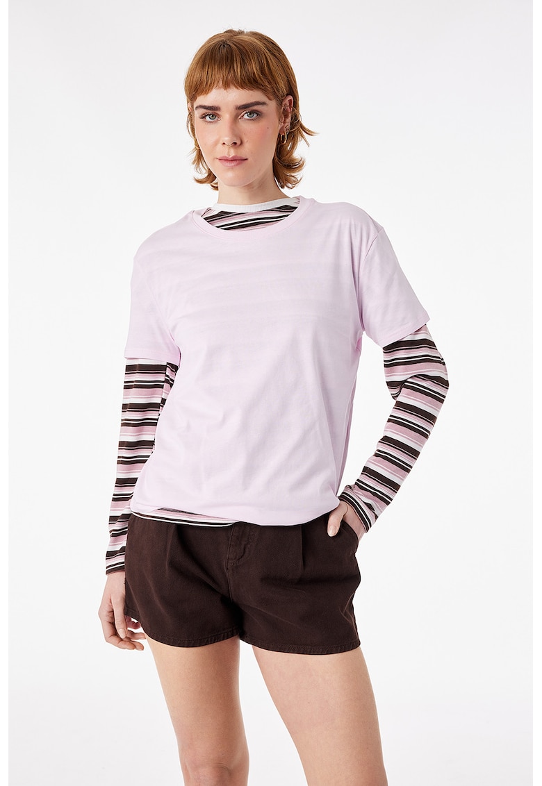 Tricou din bumbac uni - Roz pal
