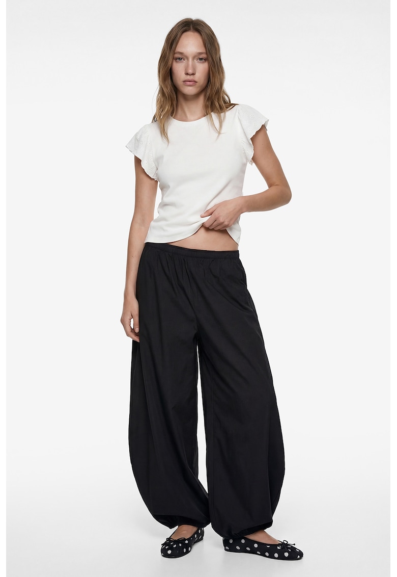 Tricou cu maneci fluture - Alb
