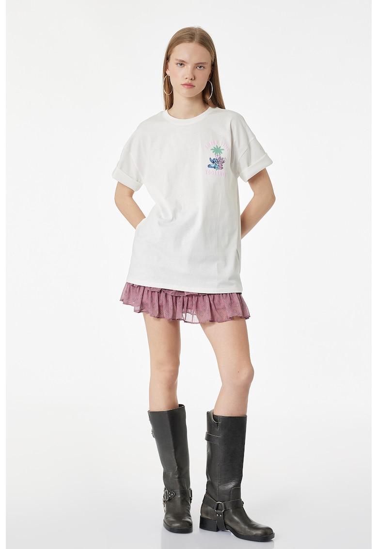 Tricou supradimensionat Stitch&Angel - Alb