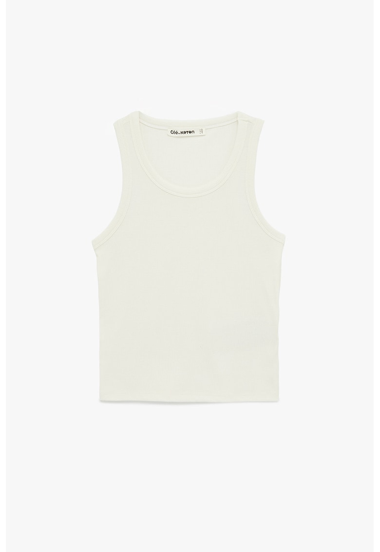 Top uni cambrat - Alb murdar
