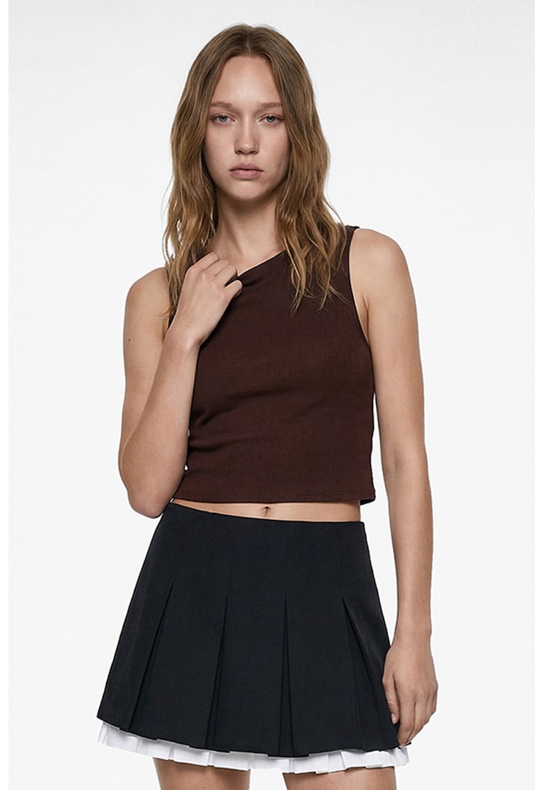 Top crop din amestec de bumbac - Maro